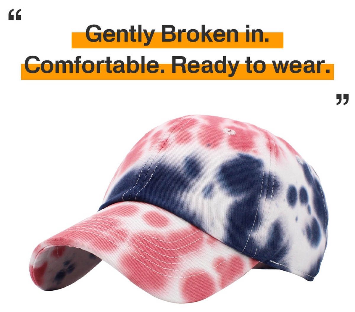Tiedye Red Navy Blue Low Profile Baseball Caps Front Side View